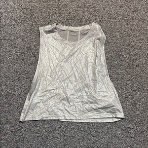 Lululemon Athletica Metallic Silver Sleeveless Relaxed Crop Top